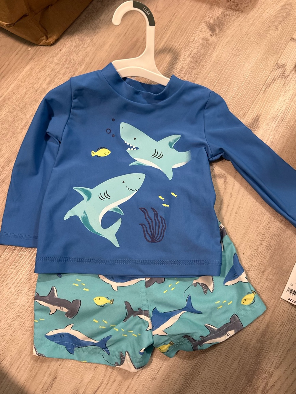 Carter's Blue Shark Rashguard Swim Set (2) NWT